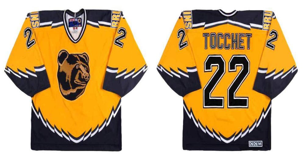 2019 Men Boston Bruins #22 Tocchet Yellow CCM NHL jerseys->boston bruins->NHL Jersey